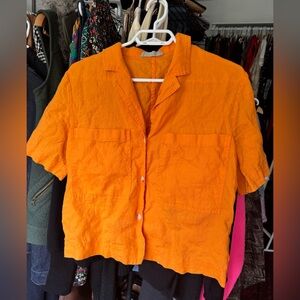 Everlane Vibrant Orange Linen Shirt